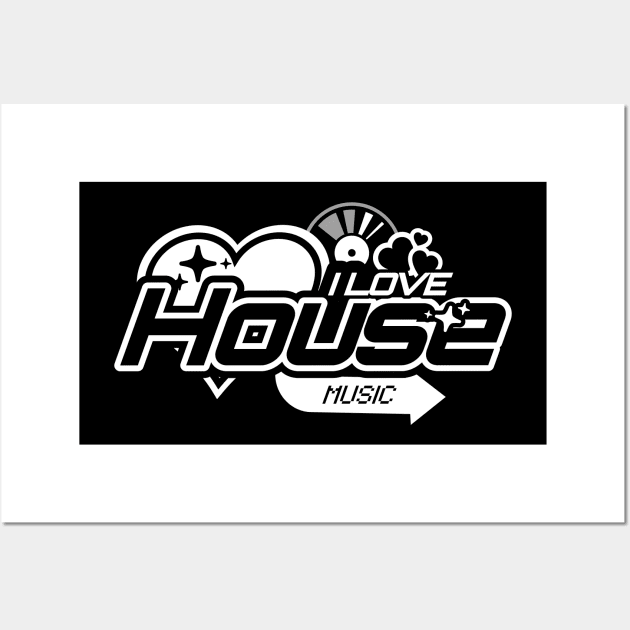 HOUSE MUSIC  - I LOVE House Music Y2K  (white) Wall Art by DISCOTHREADZ 